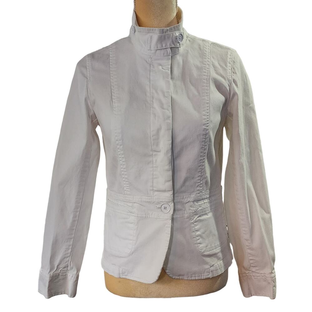 Talbots Women's White Shacket Hidden Button Closure Blazer Size 4